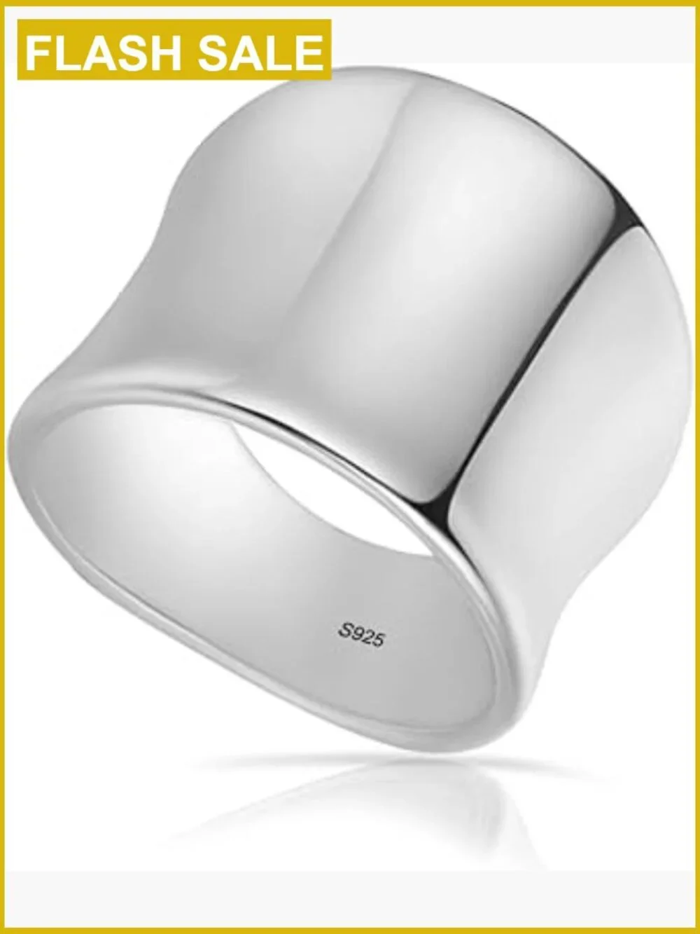 Classic Silver Plain Wide Band Ring - S925 Sterling Silver Chunky Ring for